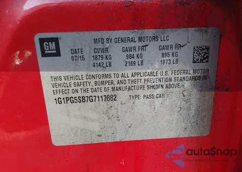 2016 Chevrolet Cruze Limited Ltz Auto z USA, uszkodzony, nr VIN 1G1PG5SB7G7117882